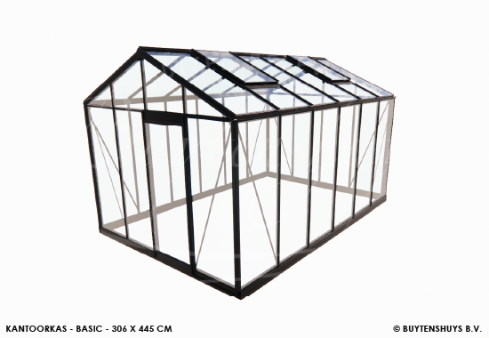 Glazen kantoorruimte basic (b)306 x (d)445 cm (Zwart)